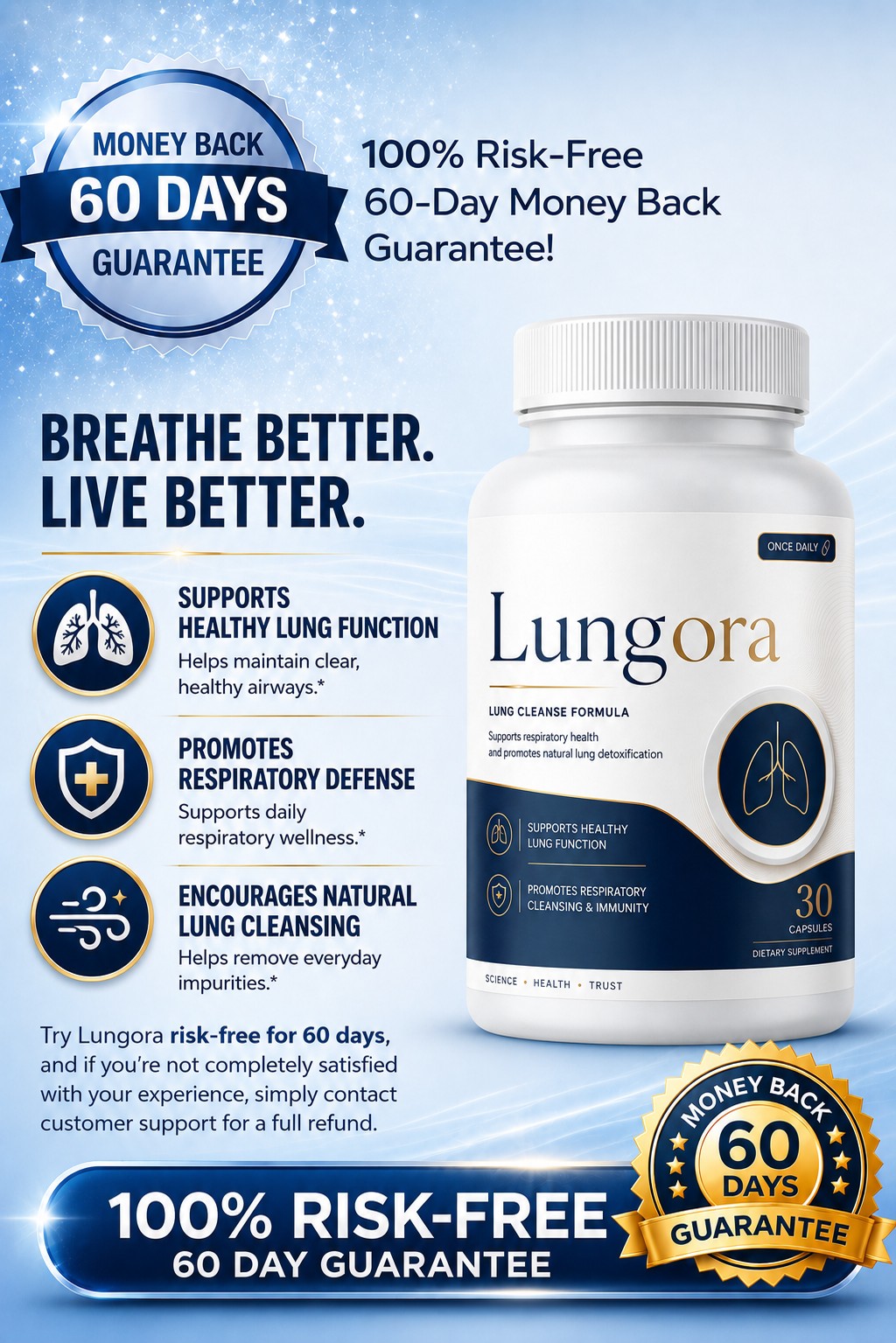 Lungora 60-Day Money Back Guarantee
